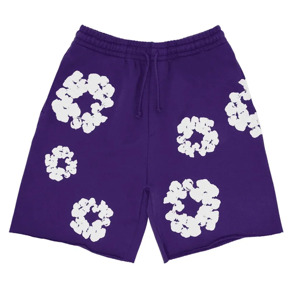 Denim Tears The Cotton Wreath Shorts Purple - AFV Clothes