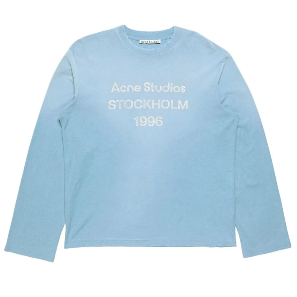 Acne Sprayed 1996 Logo Long Sleeve T-shirt Corn Flower Blue main product view