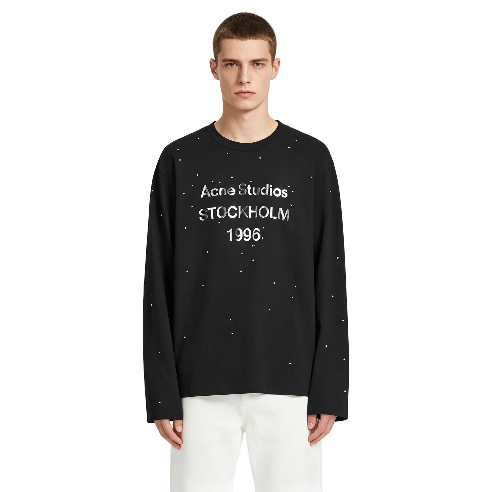 ACNE STUDIOS EDDEN RHINESTONE LONG SLEEVE TOP Black - AFewVibe
