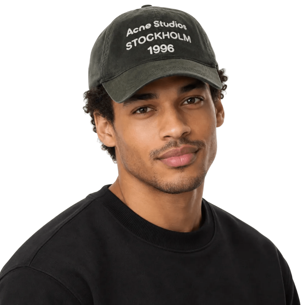 Acne Studios Logo Baseball Cap FW26 Faded Black - AFewVibe