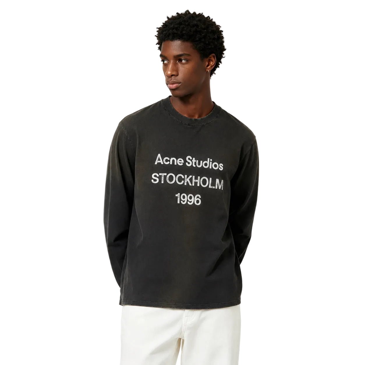 Acne Studios Logo Long Sleeve T-shirt Faded Black - AFewVibe