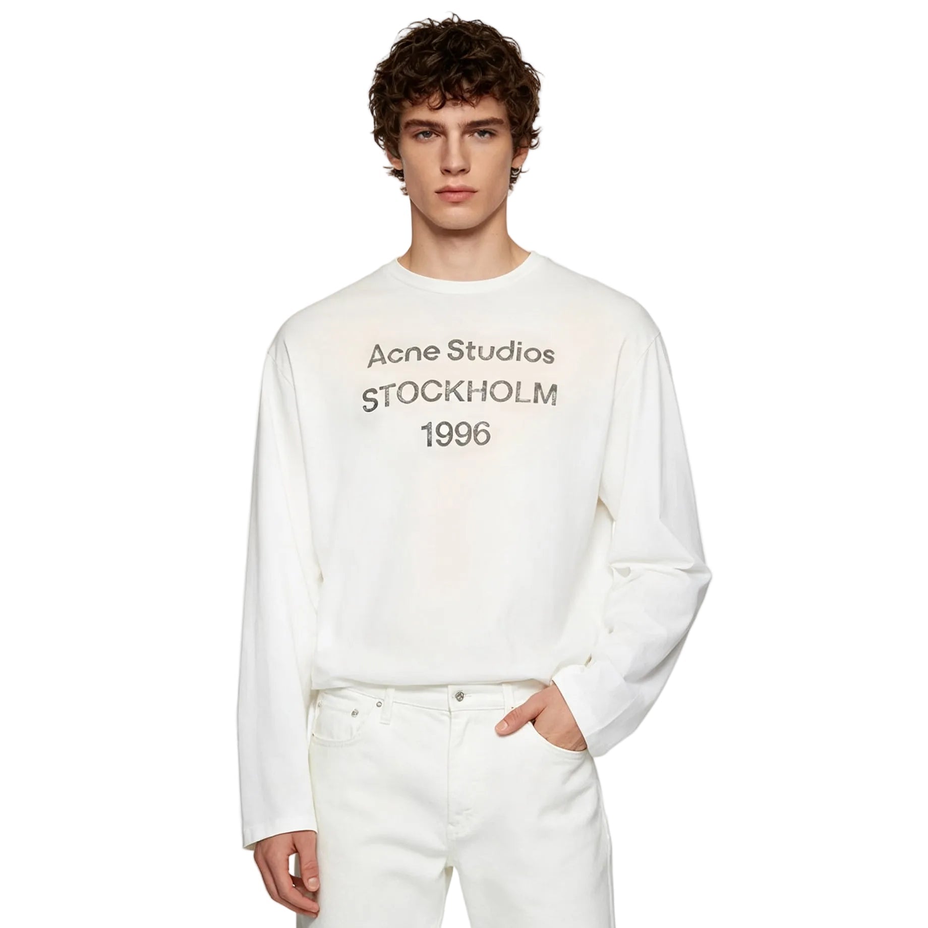 Acne Studios Logo Long Sleeve Tee Dusty White - AFewVibe
