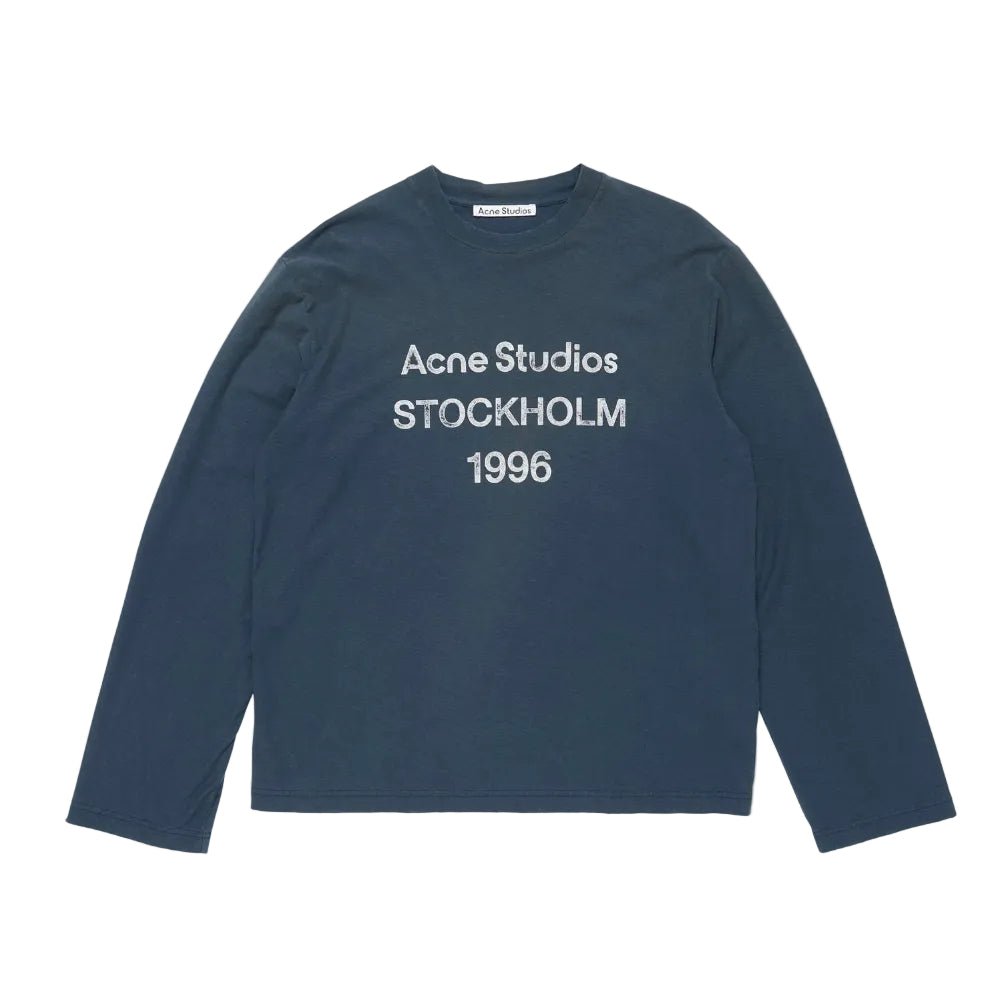 Acne Studios Sprayed 1996 logo t shirt Deep blue - AFewVibe