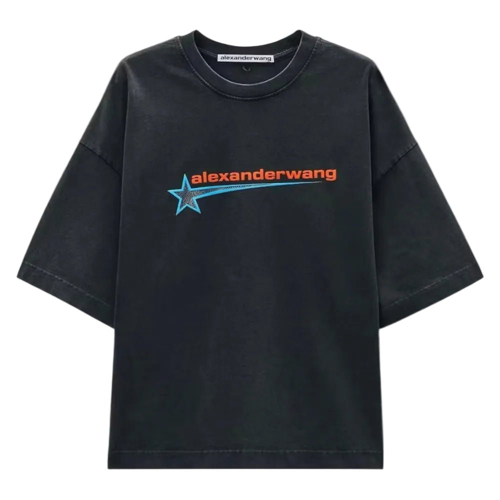 Alexander Wang Boxy Tee W Graphic Washed Black - Afewvibe