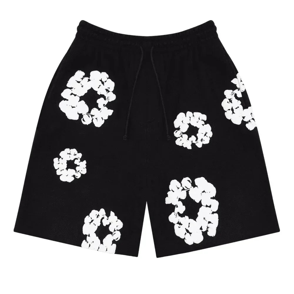 Denim Tears The Cotton Wreath Shorts Black - AFV Clothes