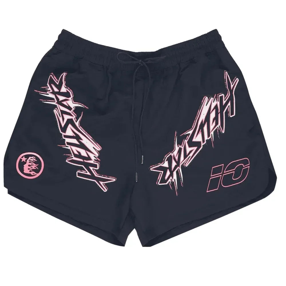 Hellstar Waxed Nylon Athletic Shorts Black - AFV Clothes