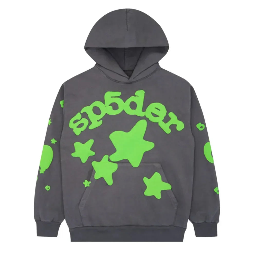 Sp5der Beluga Hoodie Slate Grey/Green - AFV Clothes