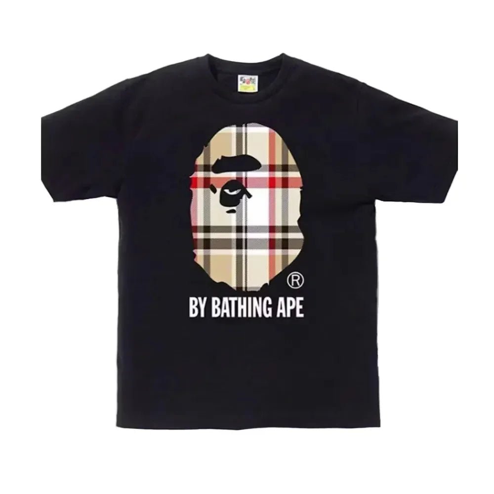 BAPE A Bathing Ape Check by Bathing Tee Black Beige – AFewVibe