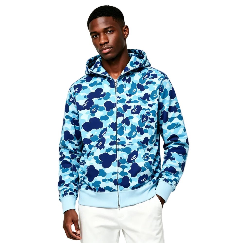 BAPE ABC Camo Shark Full Zip Hoodie Blue - Afewvibe