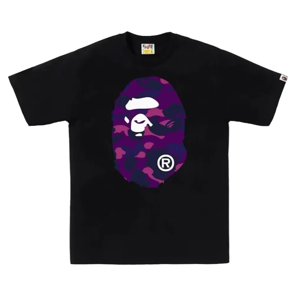 BAPE Color Camo Big Ape Head Tee Black Purple – AFewVibe
