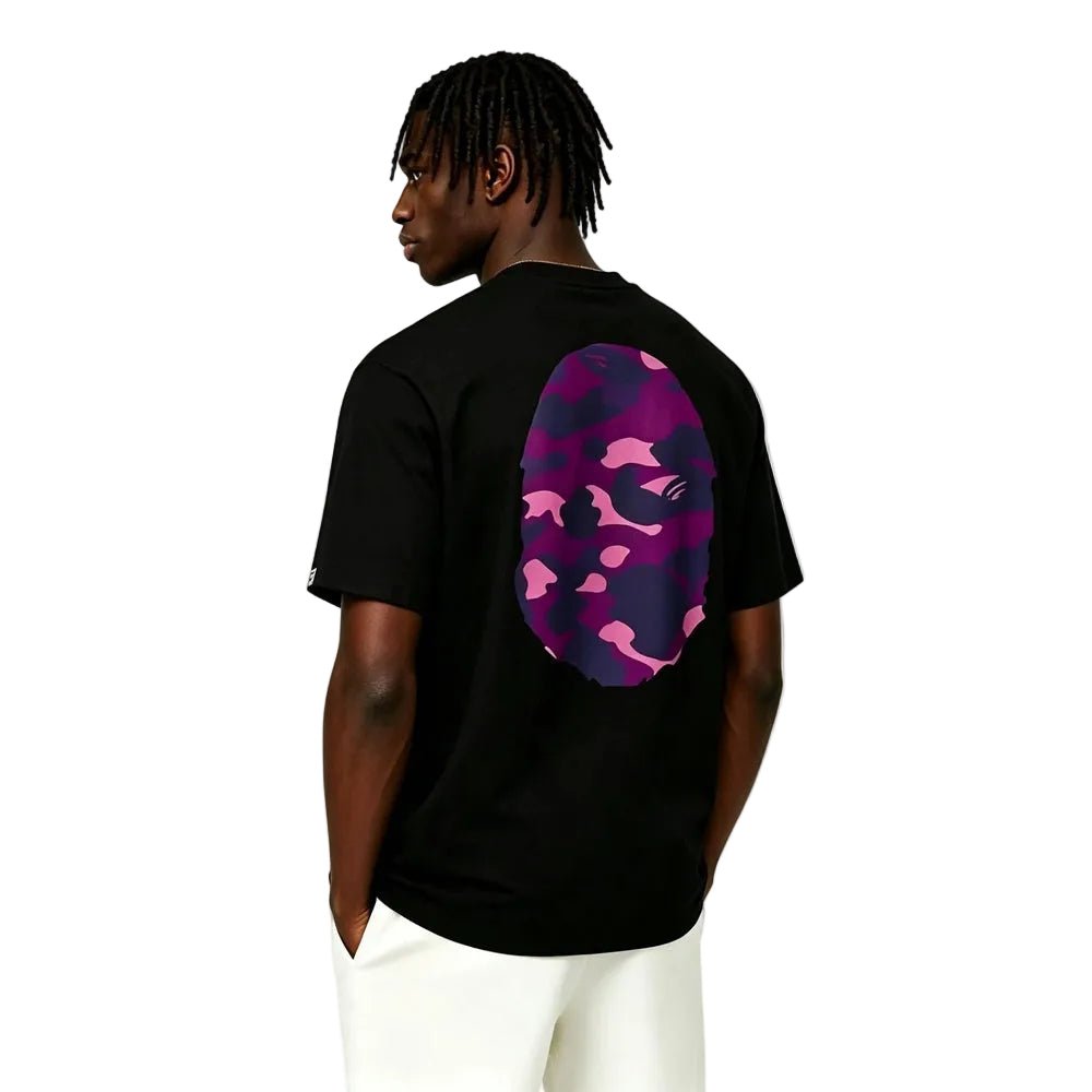 BAPE Color Camo Big Ape Head Tee Black Purple - AFewVibe