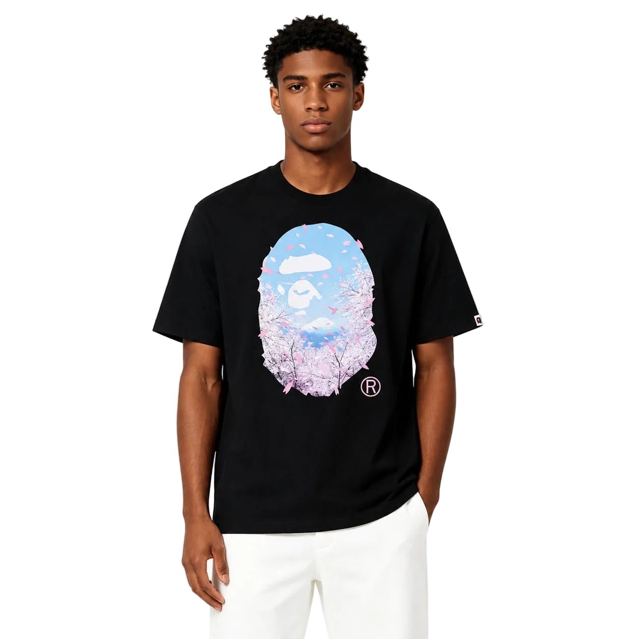 BAPE Sakura Photo Ape Head Tee SS26 Black - AFewVibe