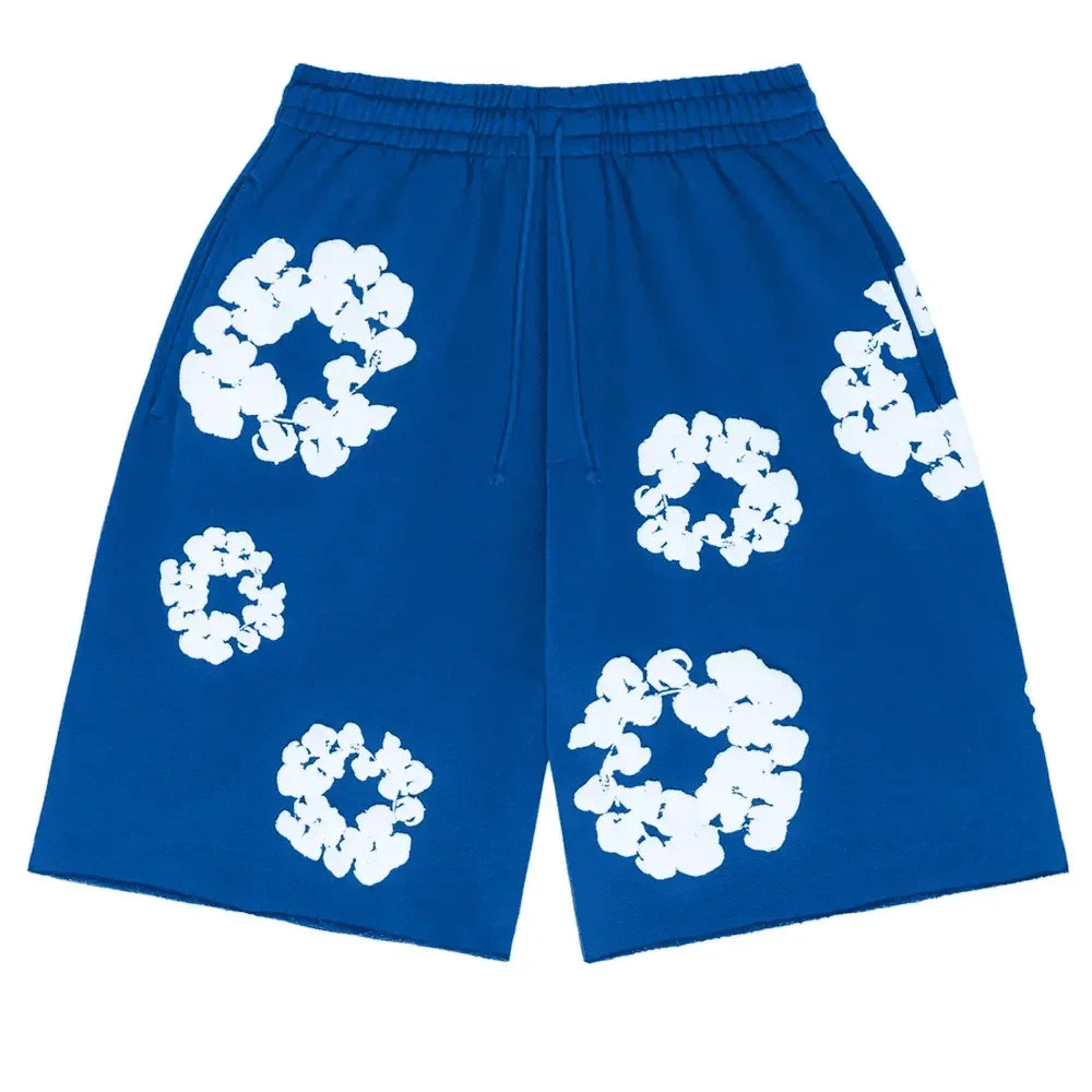 Denim Tears The Cotton Wreath Shorts Royal Blue - AFV Clothes