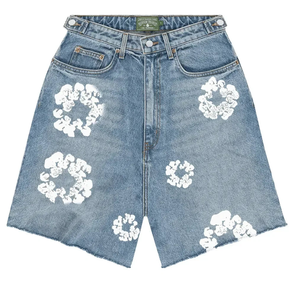 Denim Tears Wreath Jean Short Light Wash - AFV Clothes