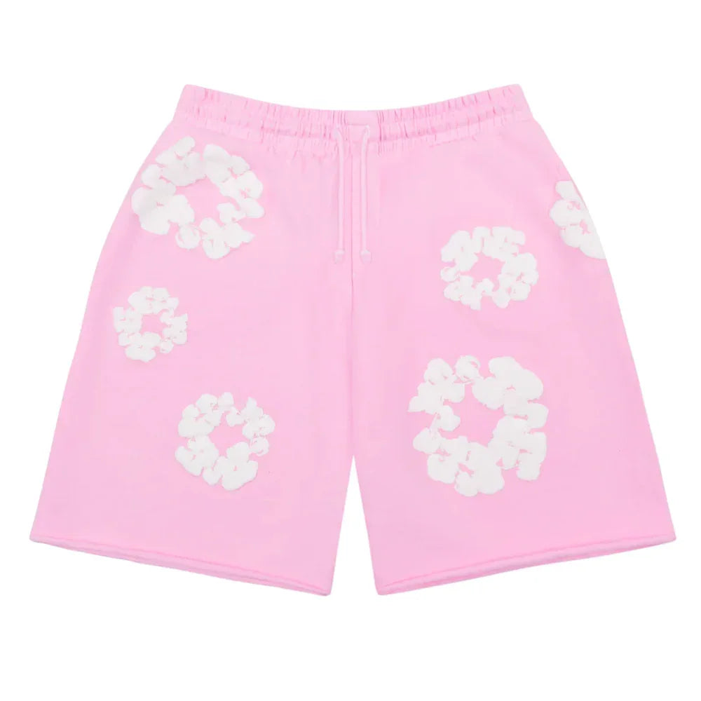Denim Tears The Cotton Wreath Sweat Shorts Powder Pink - AFV Clothes