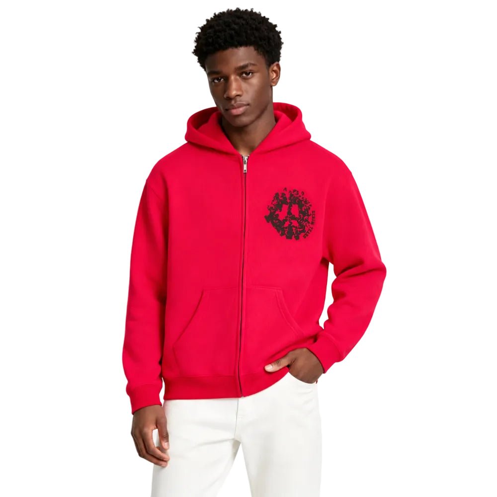 Denim Tears Denim University Zip Hoodie SS24 Red - AFewVibe