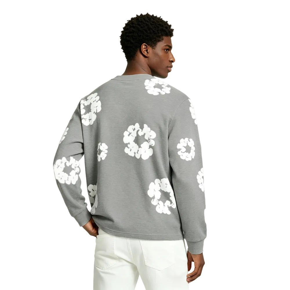 Denim Tears Long Sleeve Cotton Wreath T-shirt Grey - AFewVibe