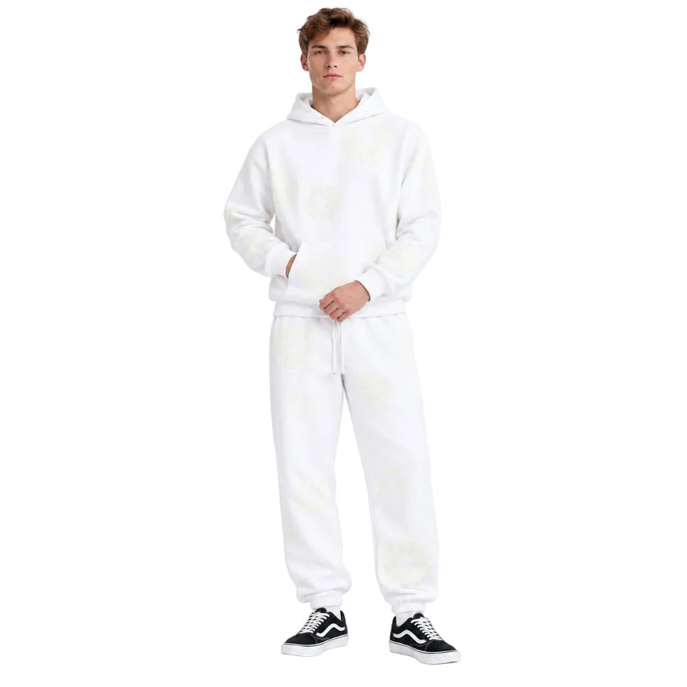 Denim Tears Mono Cotton Wreath Sweatpants White - AFewVibe