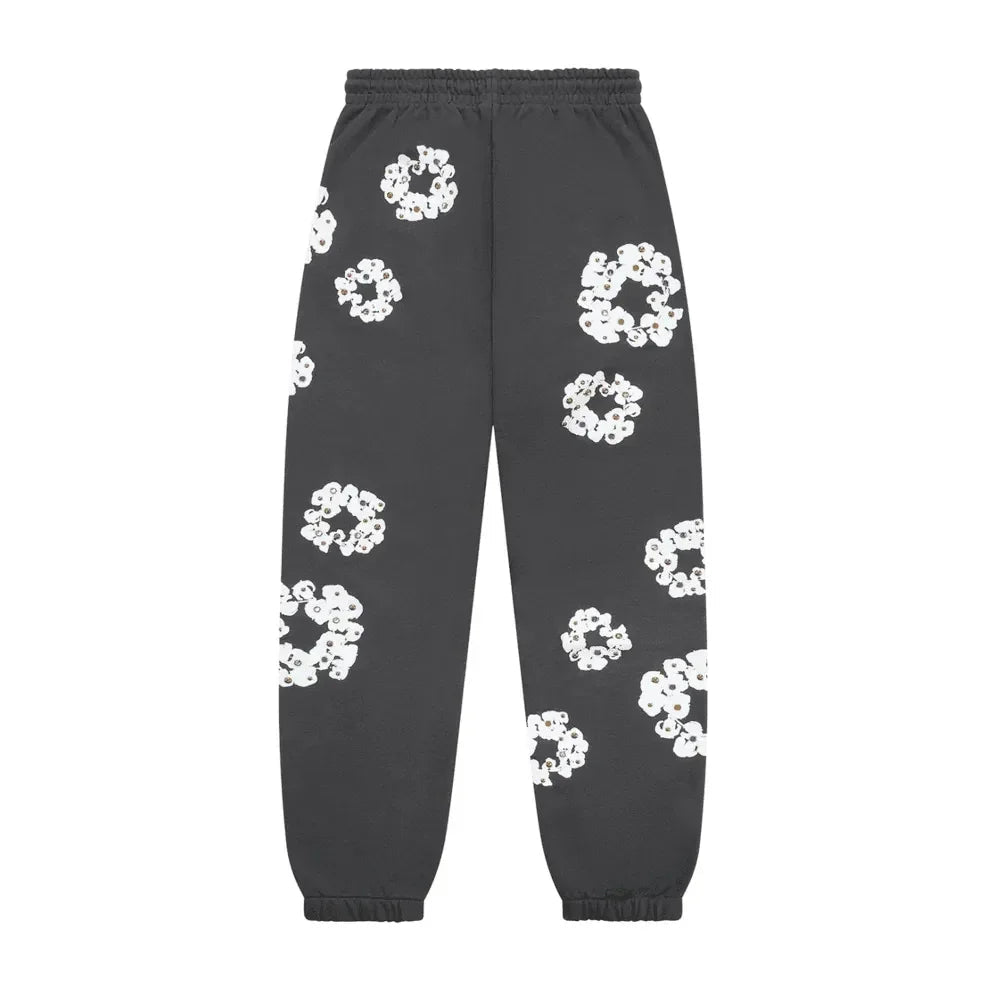 Denim Tears Rhinestone Cotton Wreath Sweatpants Vintage Black - Afewvibe