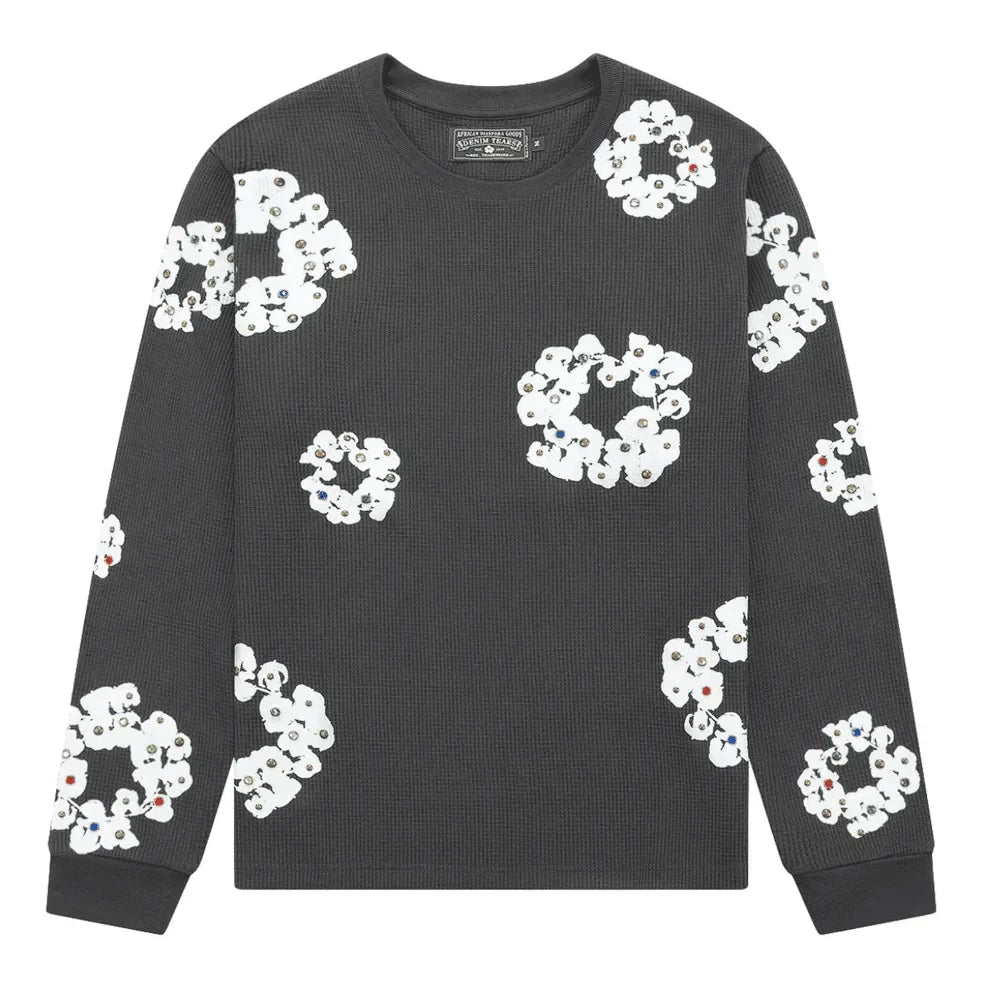 Denim Tears Rhinestone Wreath Thermal Vintage Black - Afewvibe