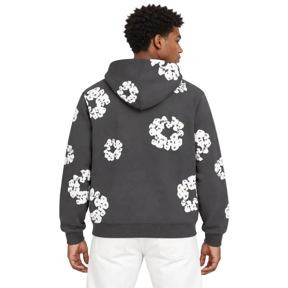 Denim Tears Rhinestone Wreath Zip Hoodie Vintage Black - AFewVibe