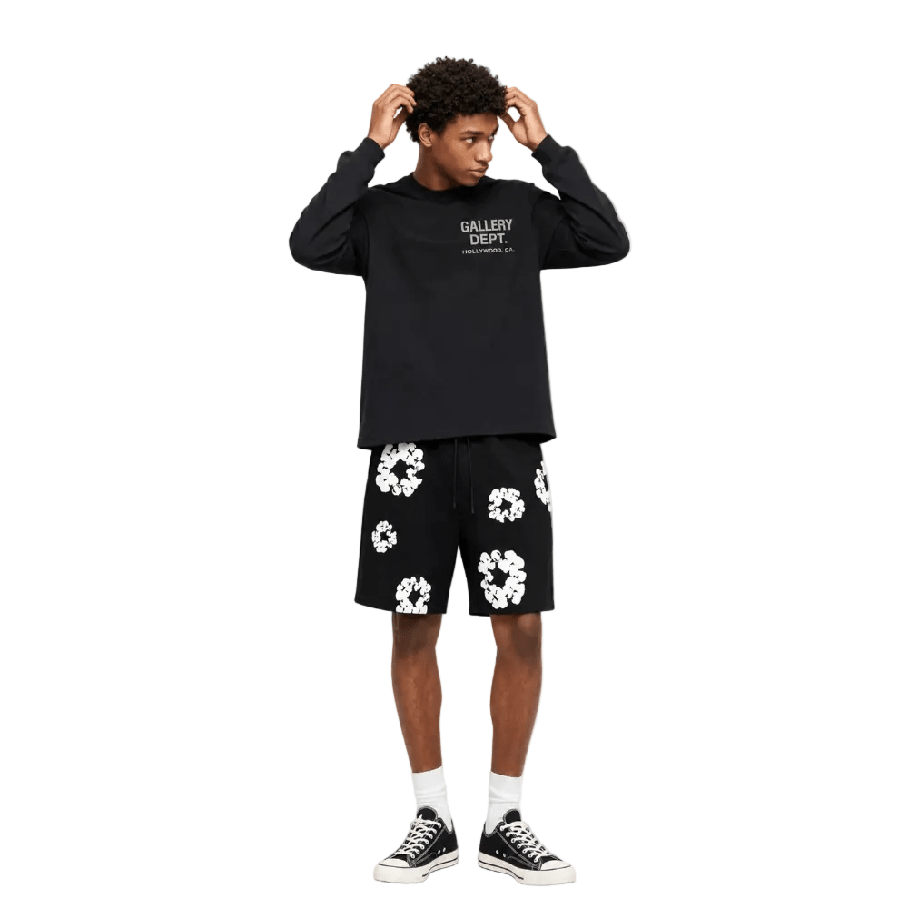 Denim Tears The Cotton Wreath Shorts Black - AFewVibe