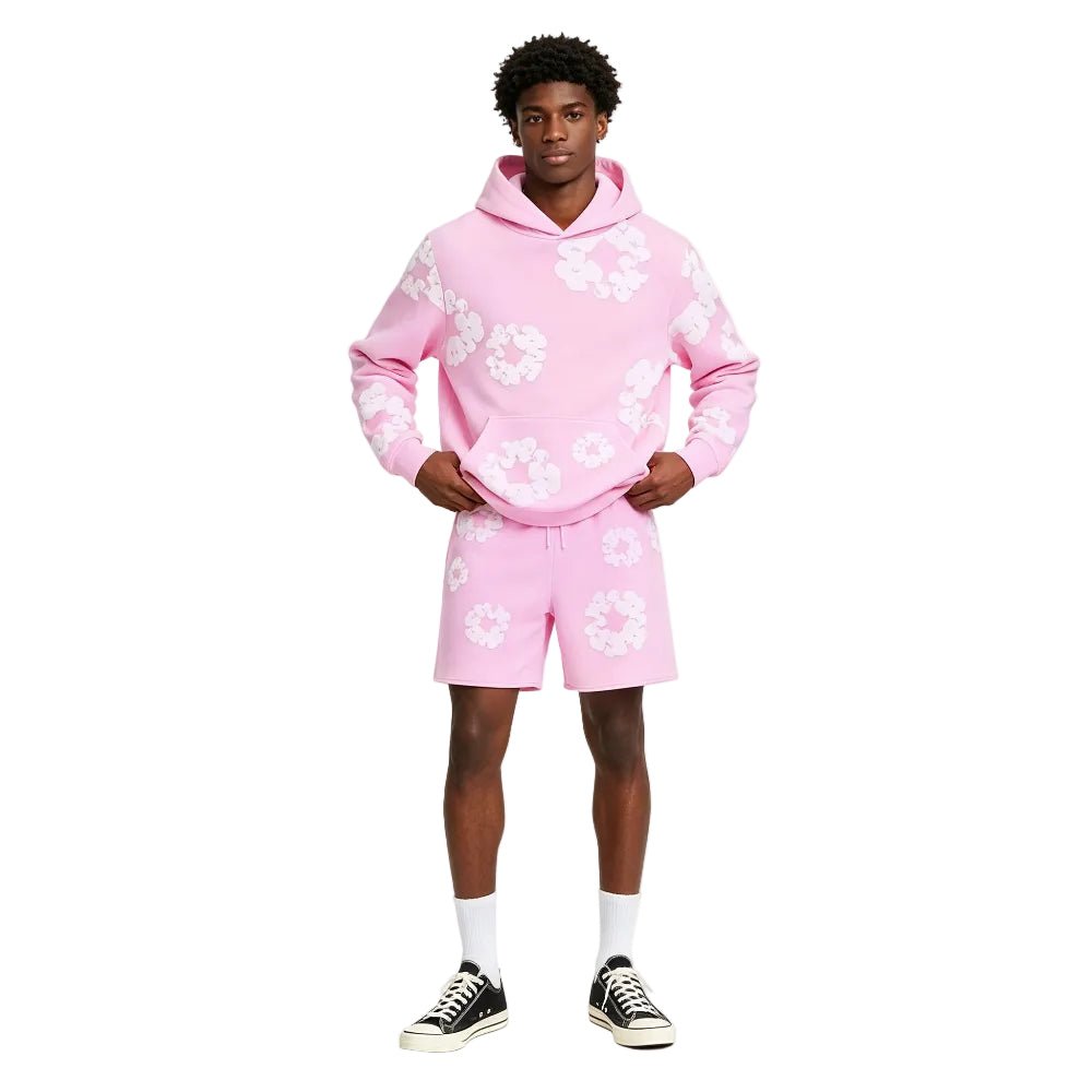 Denim Tears The Cotton Wreath Sweat Shorts Powder Pink - AFewVibe