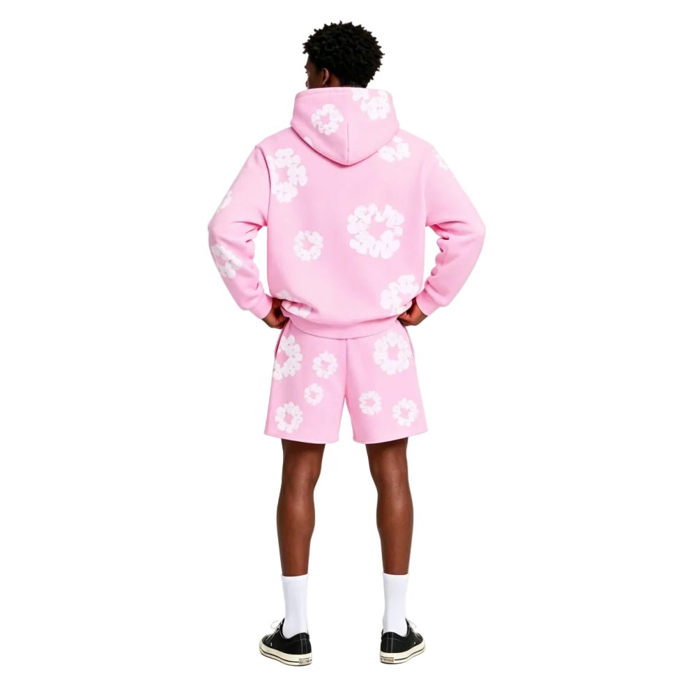 Denim Tears The Cotton Wreath Sweat Shorts Powder Pink - AFewVibe