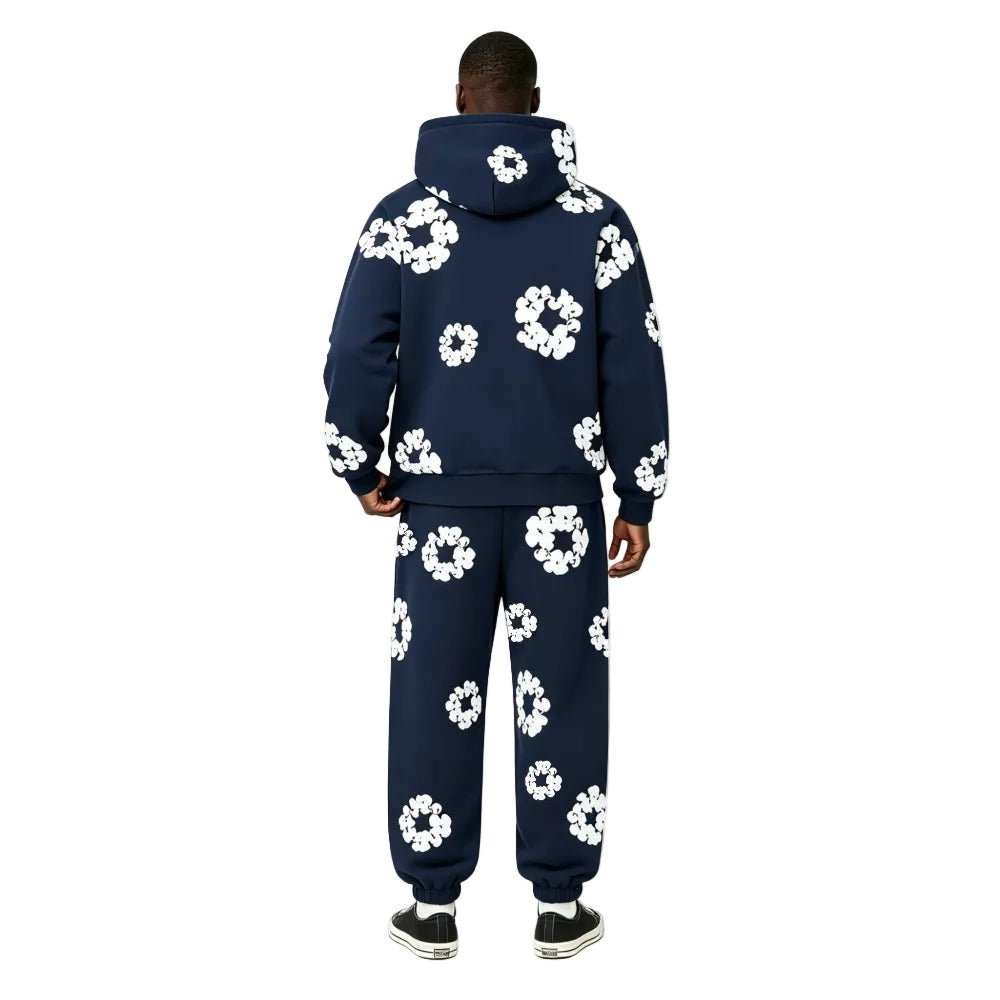 Denim Tears The Cotton Wreath Sweatpants Navy - AFewVibe