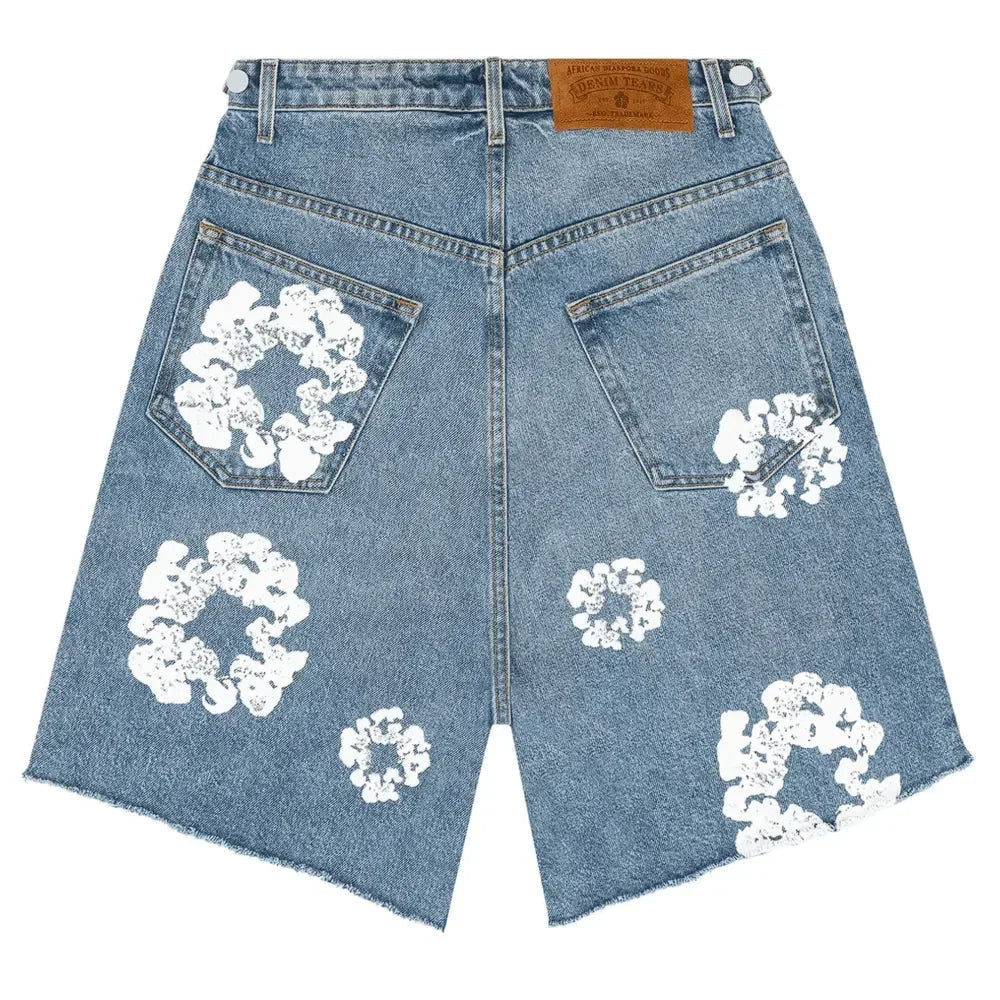 Denim Tears Wreath Jean Short Light Wash - Afewvibe