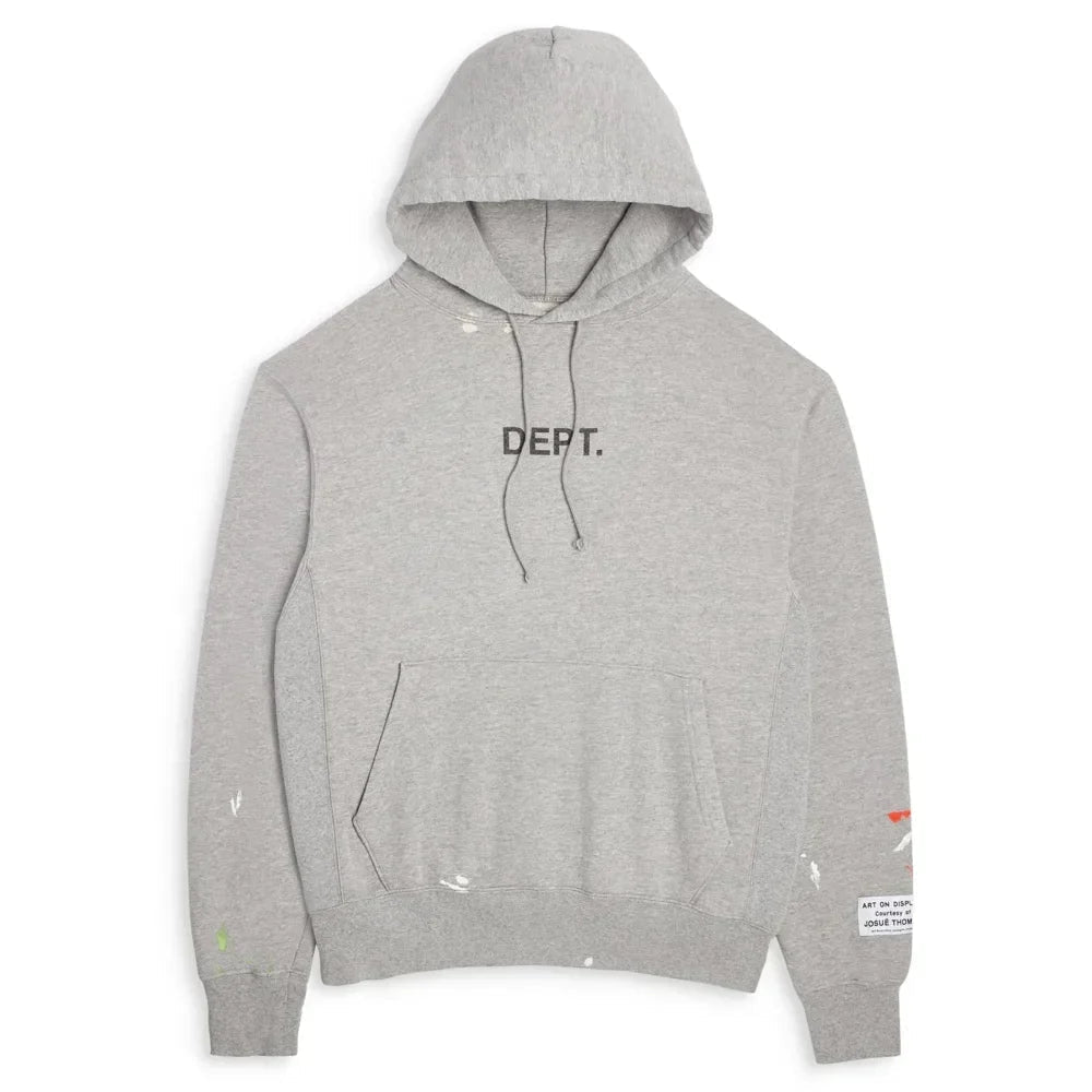 DEPT LOGO PAINTED HOODIE Heather Grey - Afewvibe
