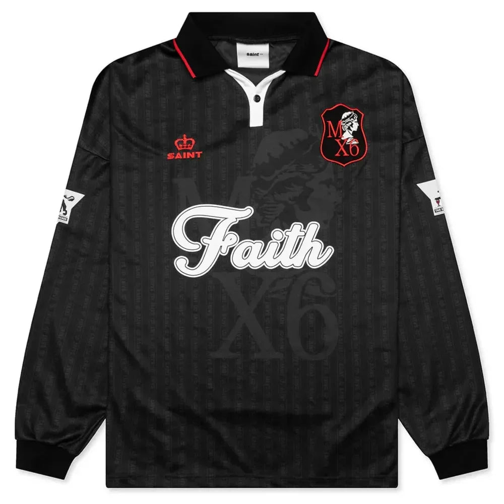 Saint Michael Faith Soccer Shirt Black - AFV Clothes