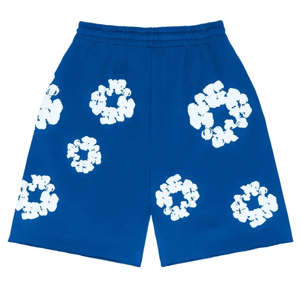 Denim Tears The Cotton Wreath Shorts Royal Blue - AFV Clothes