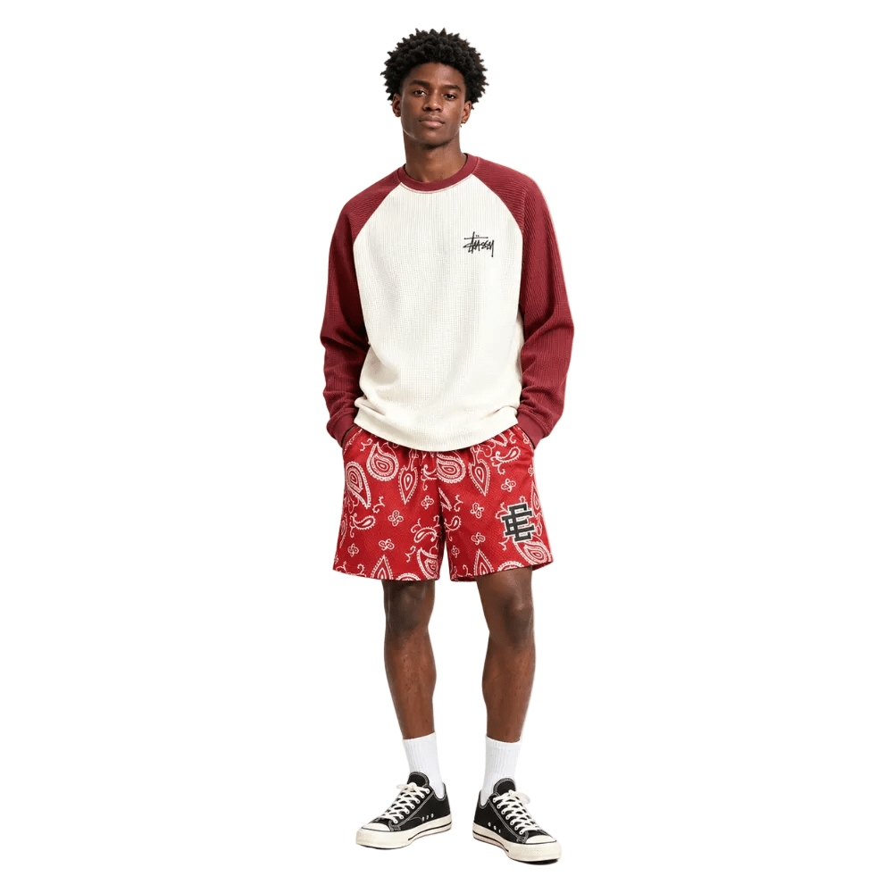 Eric Emanuel EE Basic Paisley Shorts Red White SS23 - AFewVibe