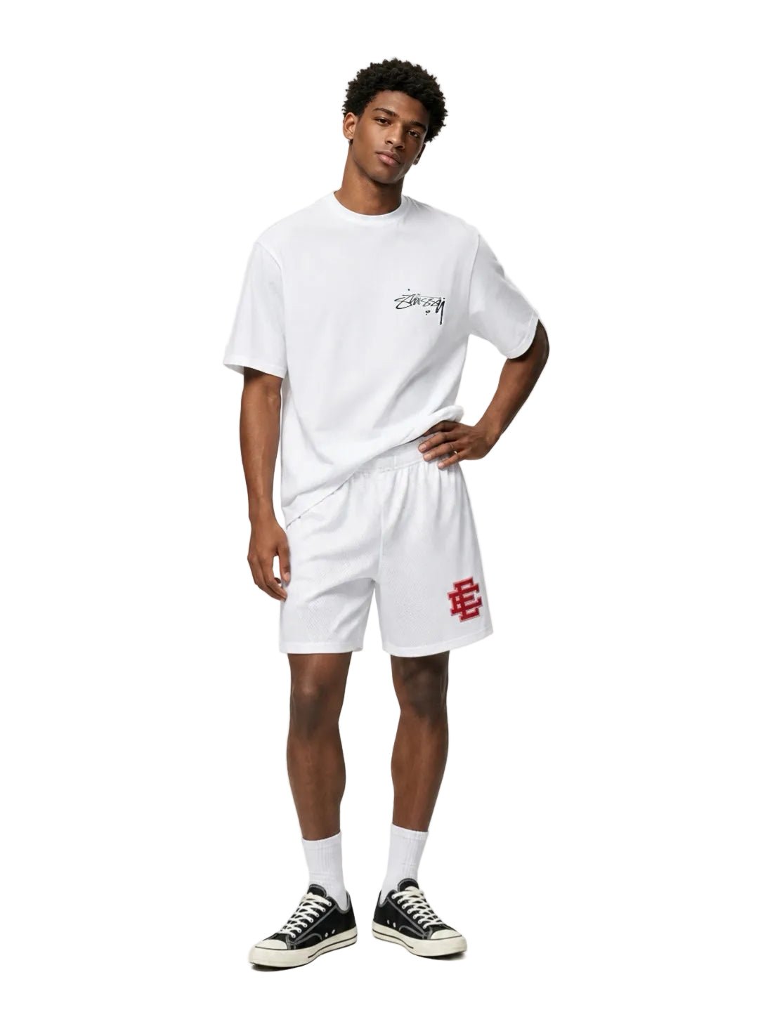 Eric Emanuel Men's Glitter Valentine's Basic Shorts White - AFewVibe