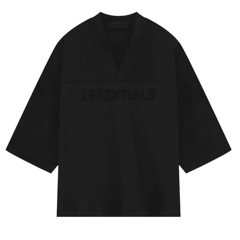 Fear of God Essentials Heavy Jersey Football Tee Jet Black - AFV Clothes
