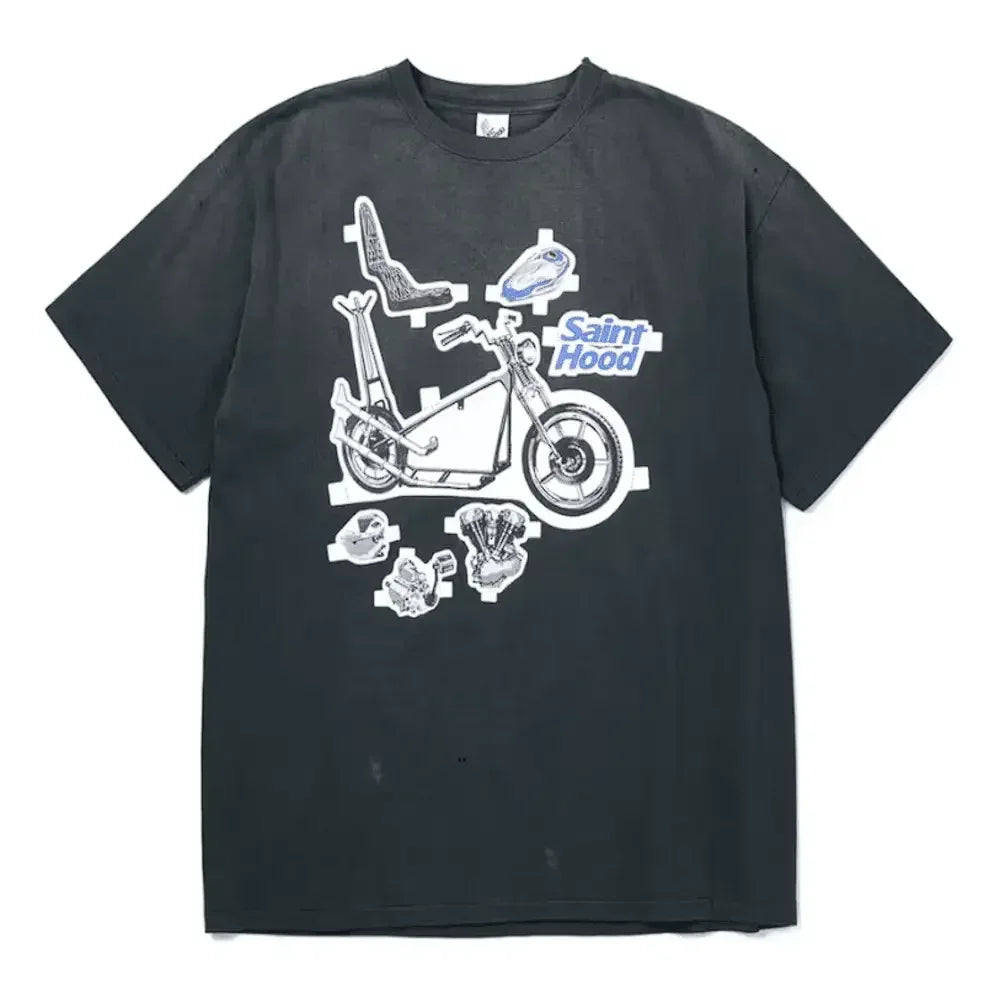 Neighborhood x Saint Michael Saint Hood Bike T-Shirt Vintage Black - AFV Clothes