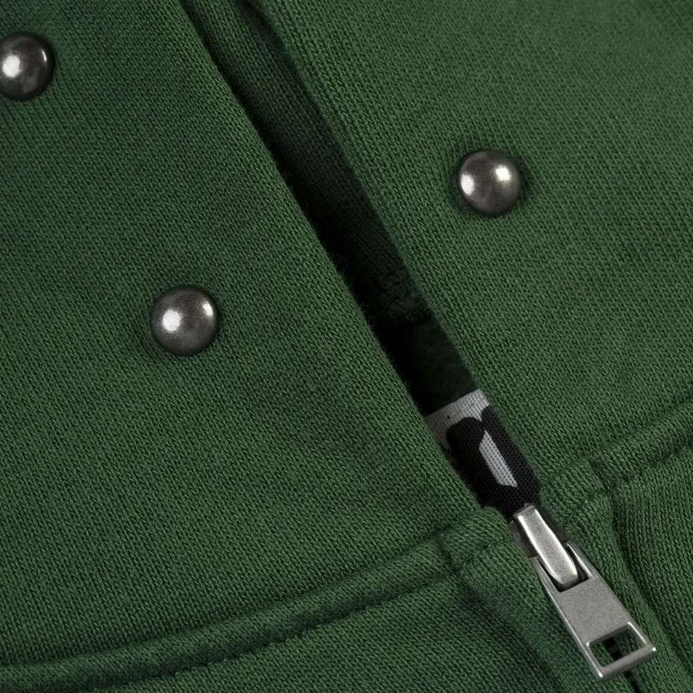 Sp5der Og Web Studded Zip Hoodie Green