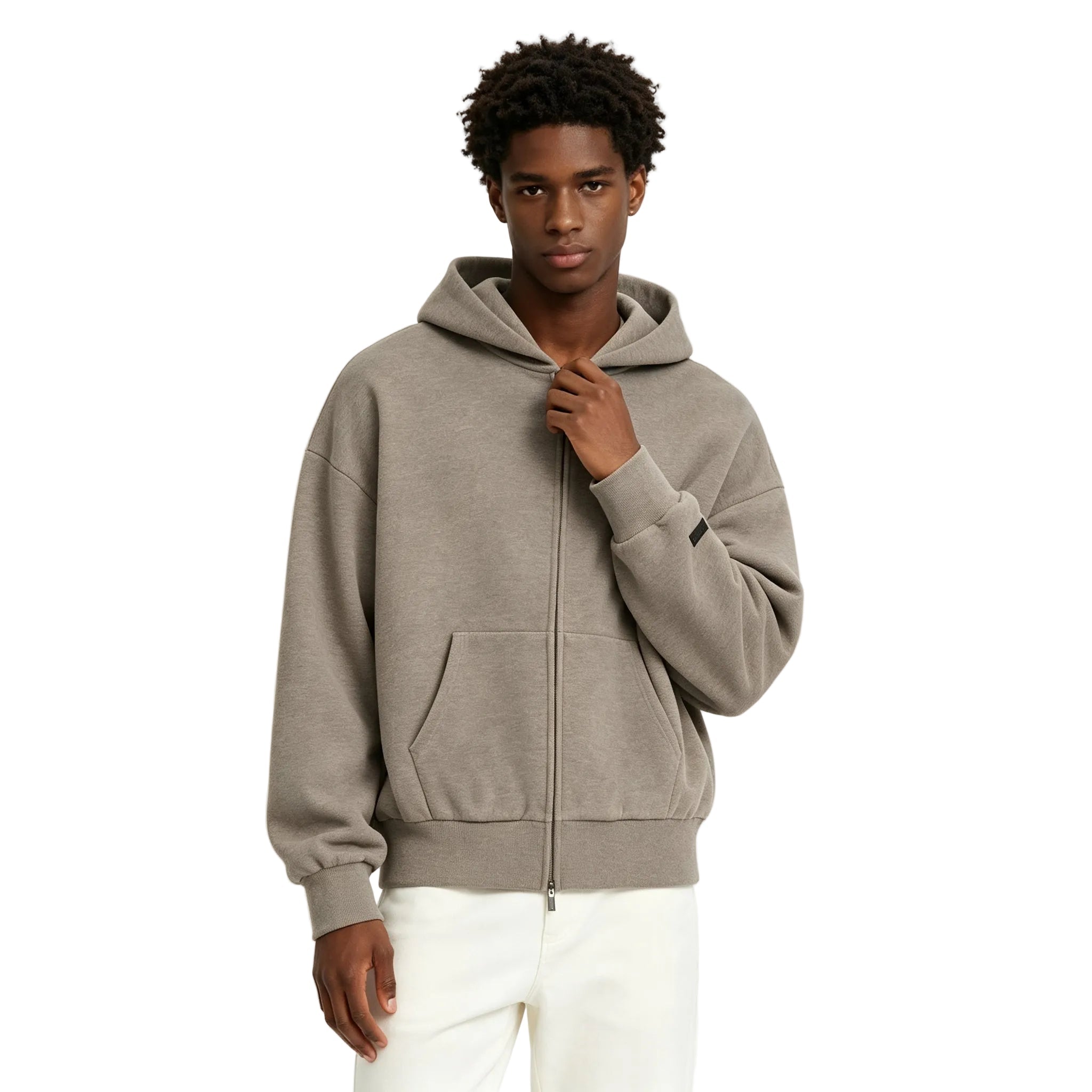 Fear of God Essentials Classic Full Zip-Up Hoodie Homestead Heather - AFewVibe