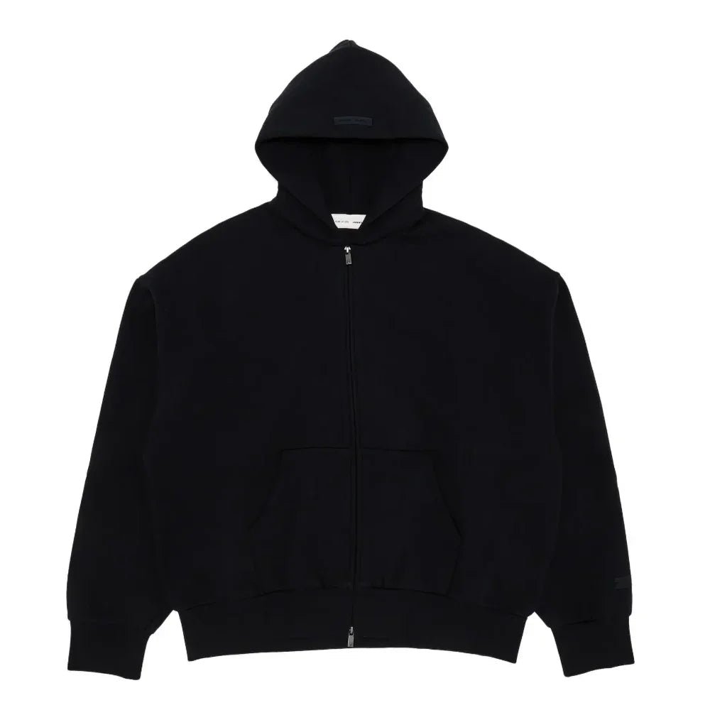 Fear of God Essentials Classic Full Zip-Up Hoodie Jet Black – AFewVibe
