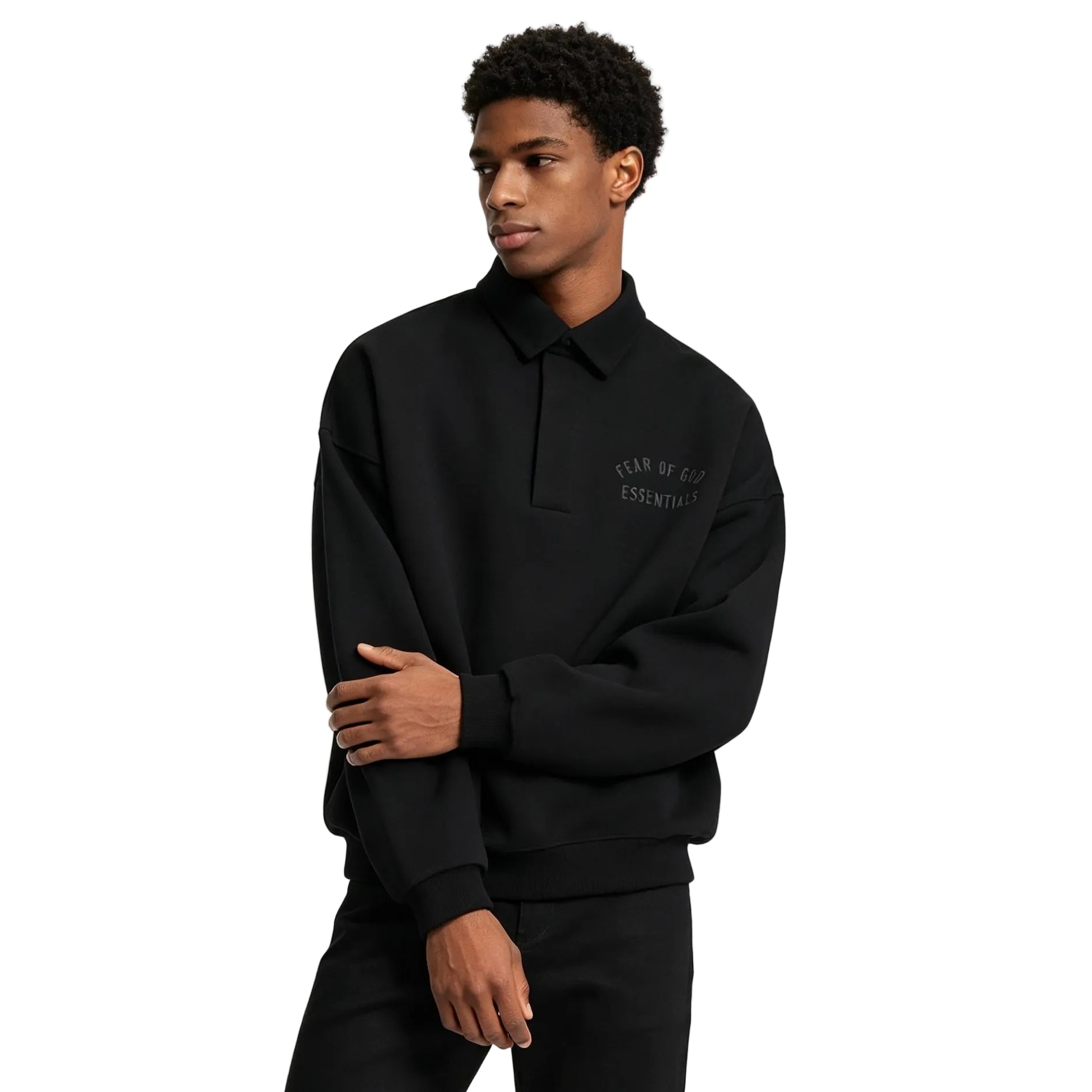 Fear of God Essentials Fleece Polo Black - AFewVibe