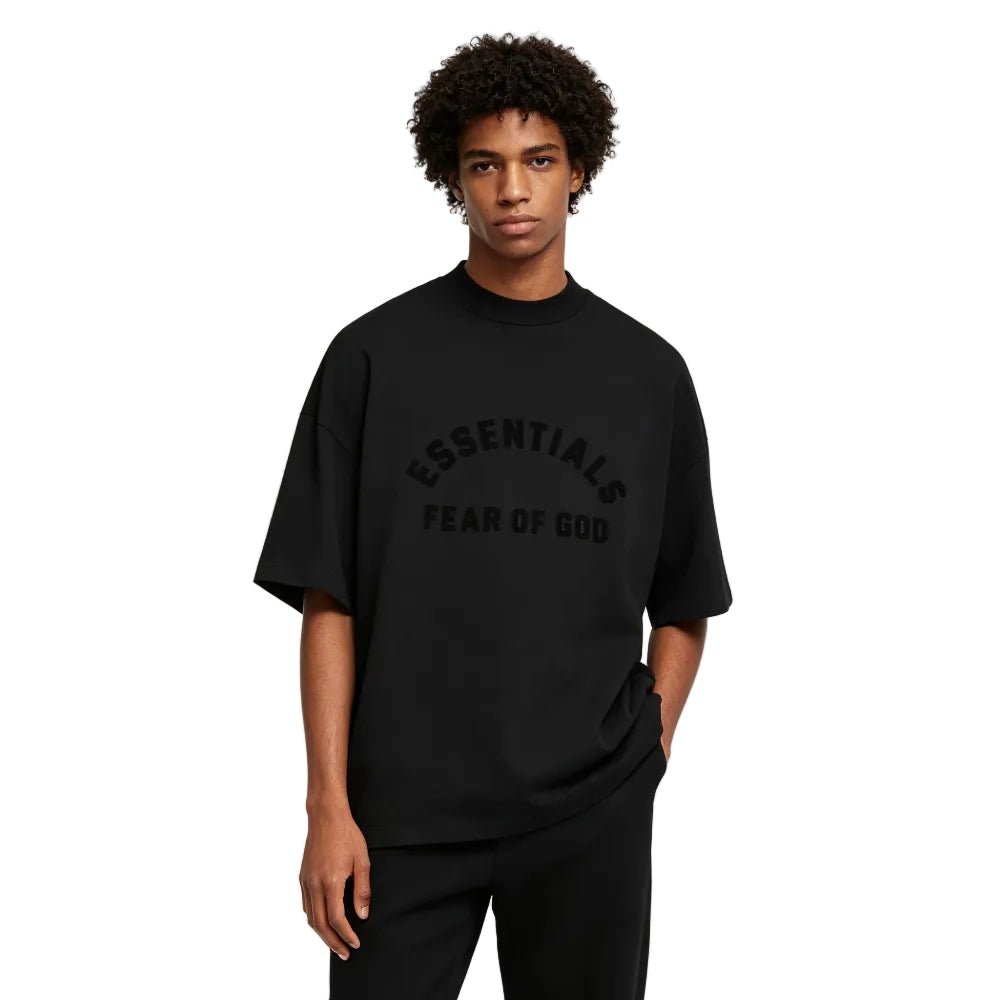 Fear of God Essentials Heavy Jersey Crewneck T-Shirt Jet Black - AFewVibe