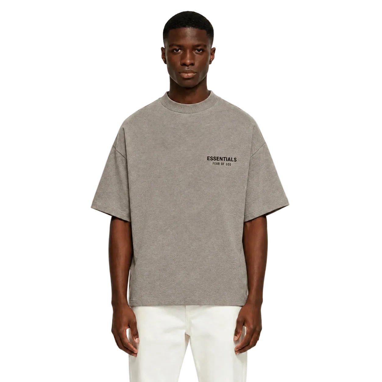 Fear Of God Essentials Jersey Crewneck Tee Heather Grey - AFewVibe
