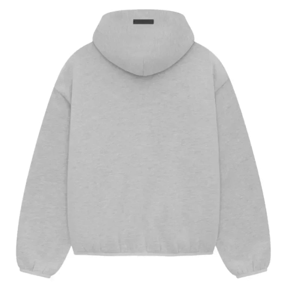 Fear of God Essentials NBA Hoodie Light Heather back with NBA logo beneath hood