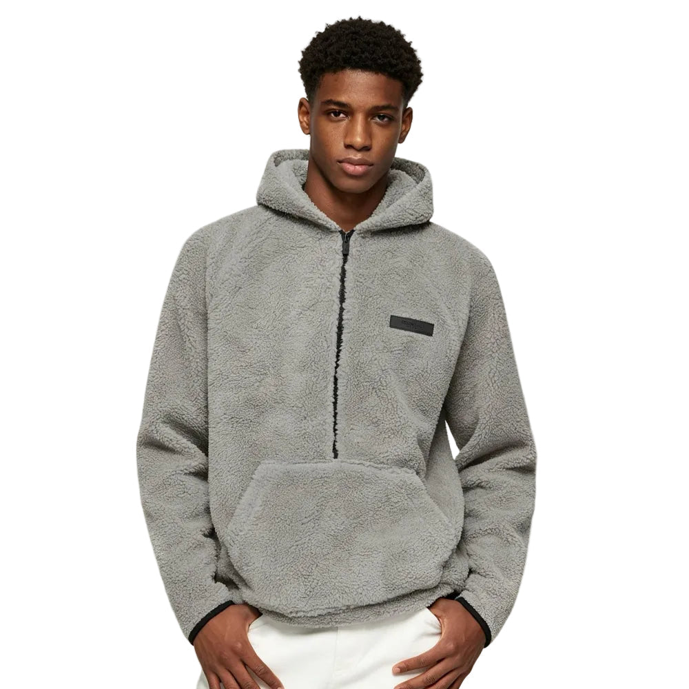 Fear of God Essentials Polar Fleece Half Zip Hoodie Dark Oatmeal - AFewVibe
