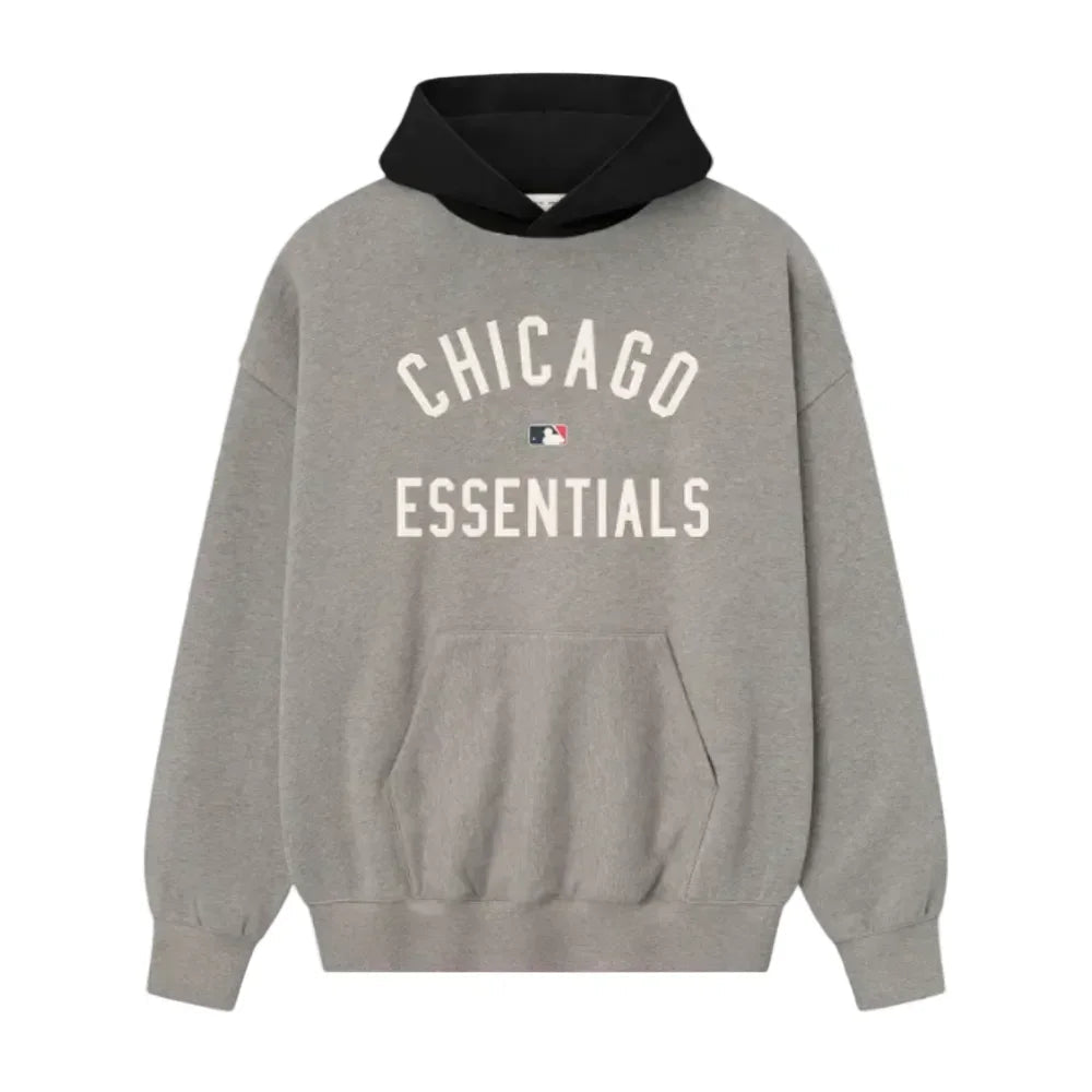 Fear of God Essentials White Sox Sport Hoodie Concrete Heather Black - Afewvibe