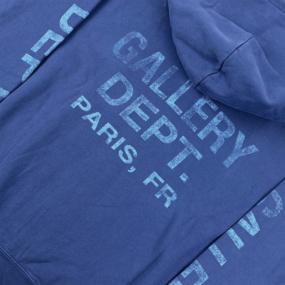 Gallery Dept. 90s Logo Zip Up Hoodie Navy - AFewVibe