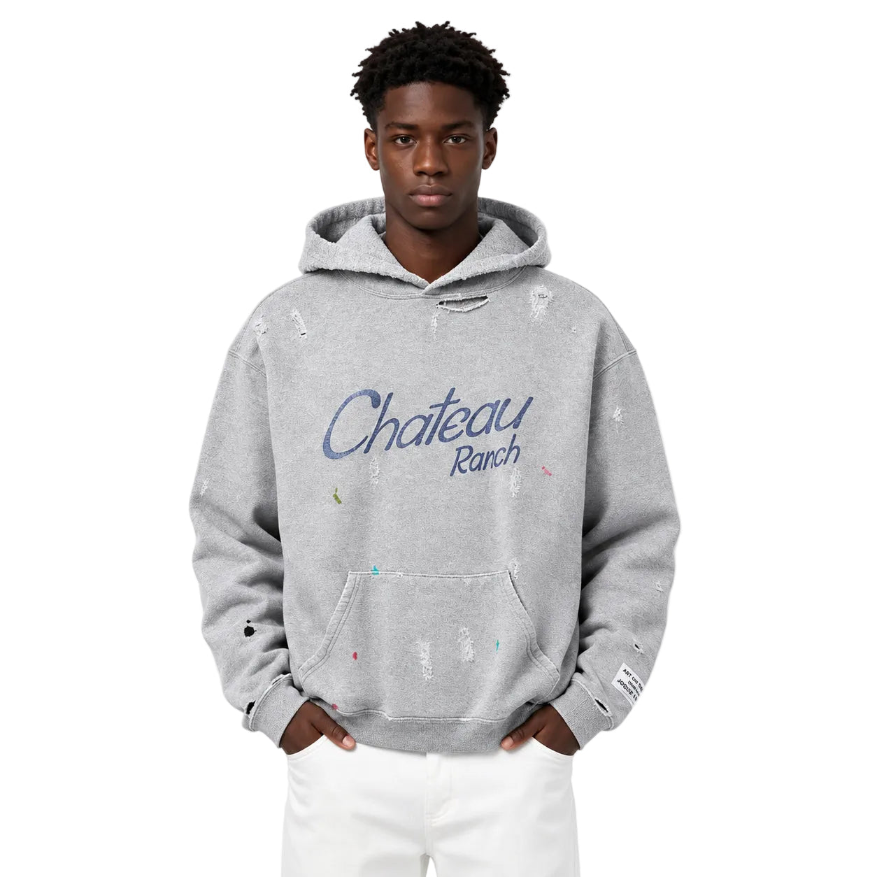 Gallery Dept.Distressed Chateau Ranch Hoodie Heather Grey - AFewVibe