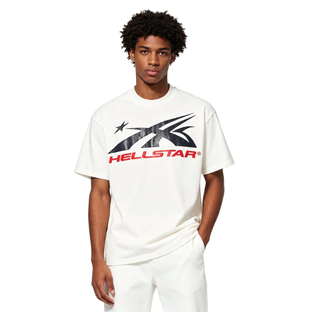 Hellstar Sport Logo Gel T-shirt White Red - AFewVibe