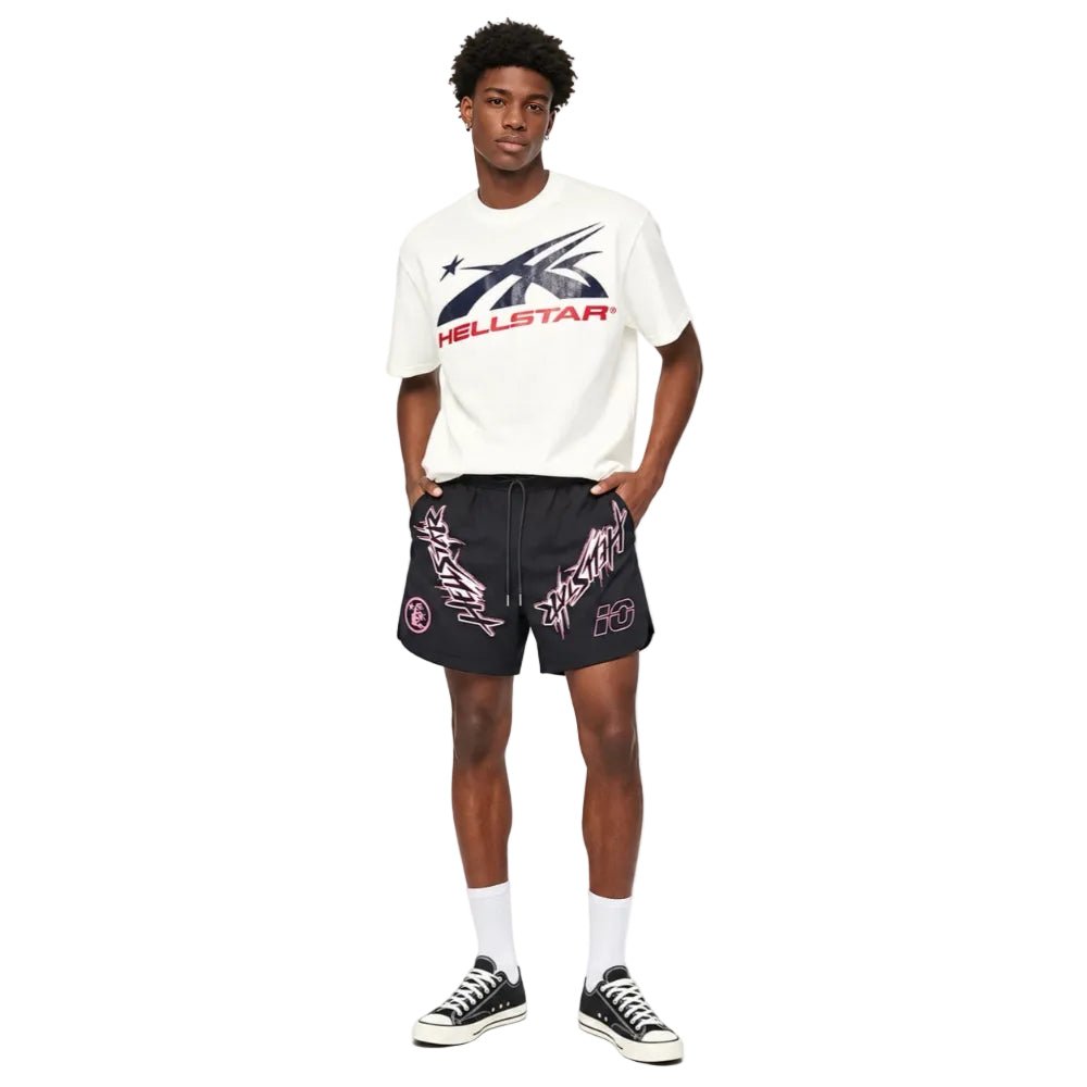 Hellstar Waxed Nylon Athletic Shorts Black - AFewVibe